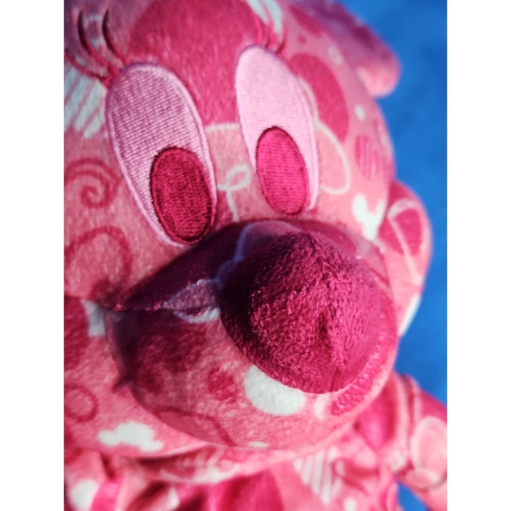 Disney Parks Minnie Mouse Poseable Plush Doll Pink All Over Print Hearts 16" - Picture 6 of 7